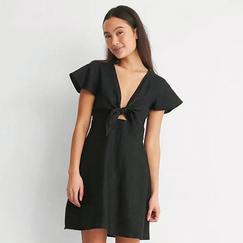 2022 Western Style New Flying Sleeves Dress Bow V-neck Hollow A- line Dress Bow V-neck Dress Black L
2022 Western Style New Flying Sleeves Dress Bow V-neck Hollow A- line Dress Bow V-neck Dress Black L