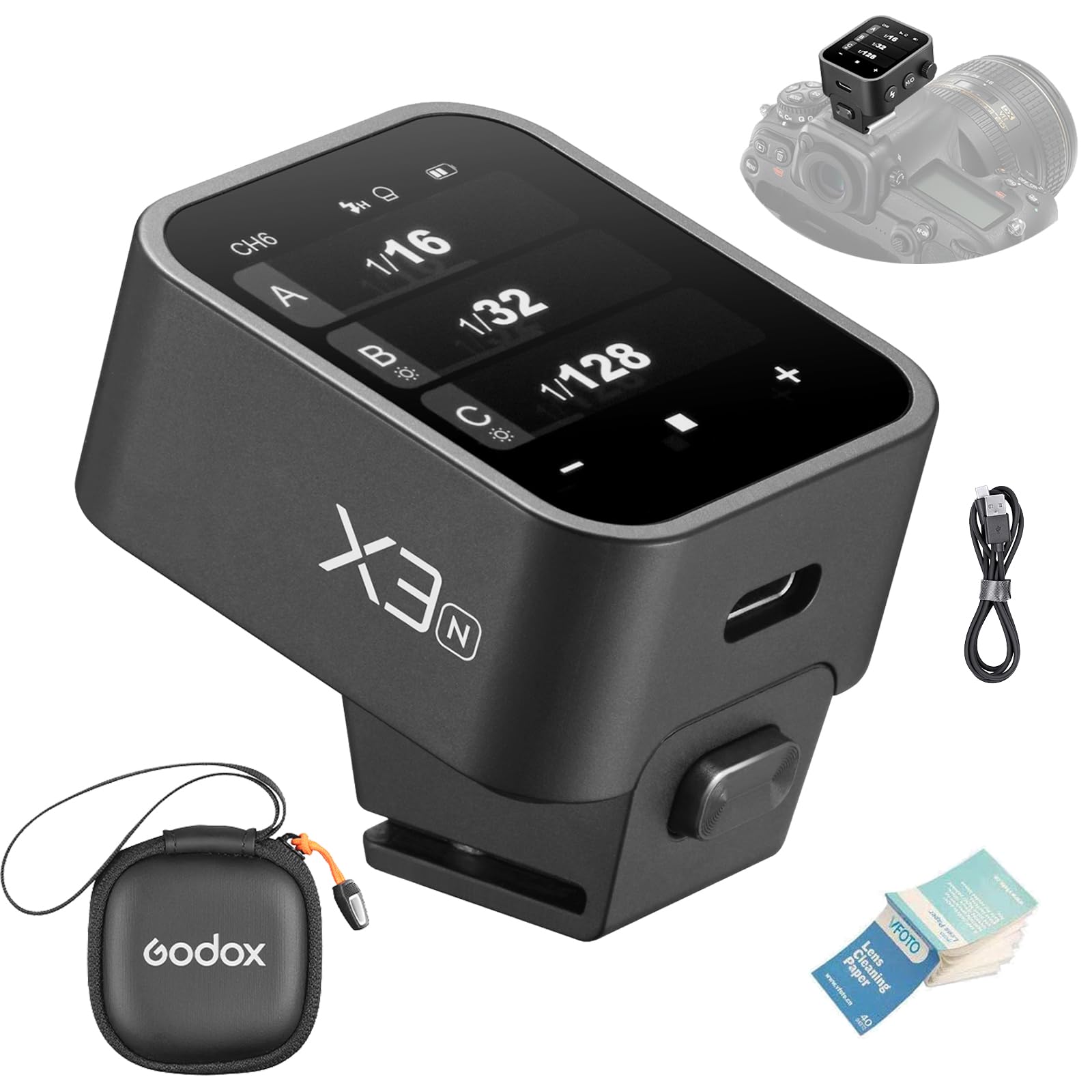 GODOX Wireless Flash Trigger X3N Transmiter Високошвидкісна синхронізація OLED сенсорний екран Акумуляторний бездротовий ГГц бездротовий системний передавач X з TCM
GODOX Wireless Flash Trigger X3N Transmiter Високошвидкісна синхронізація OLED сенсорний екран Акумуляторний бездротовий ГГц бездротовий системний передавач X з TCM