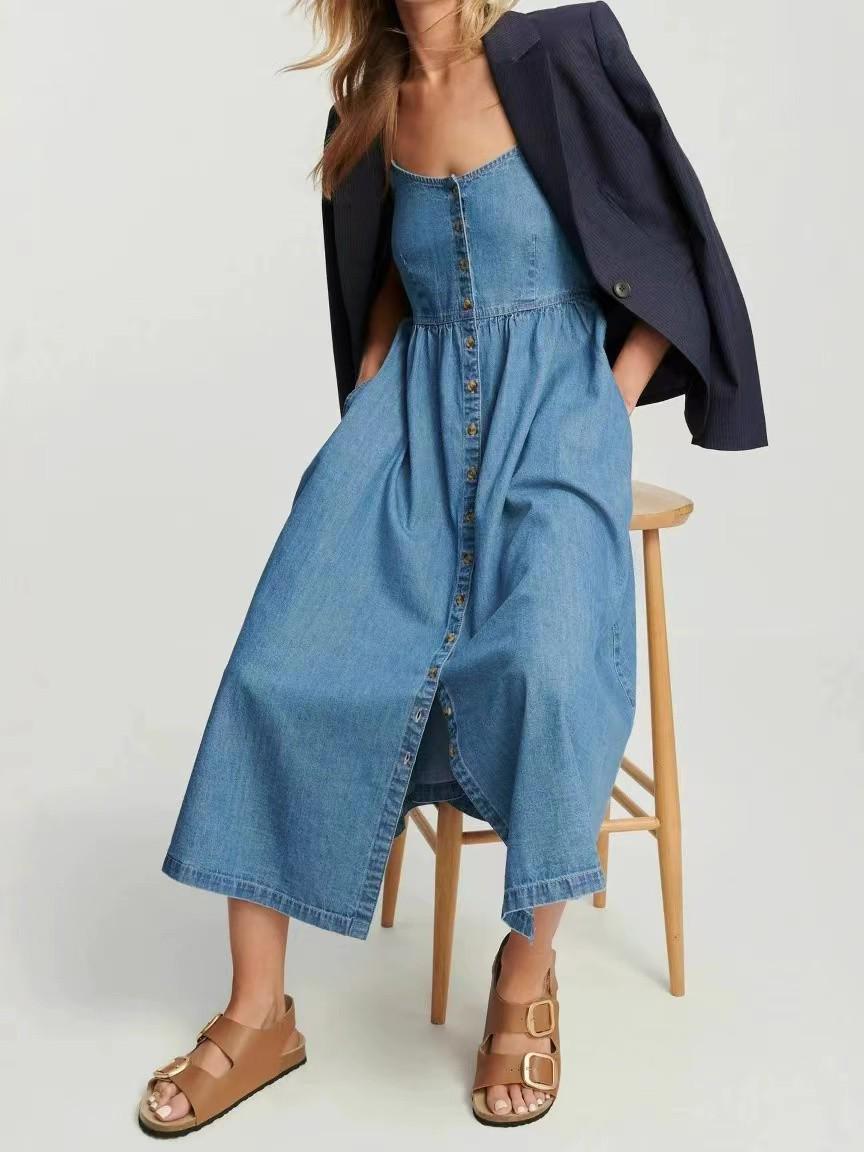 European Cross-border Spring/Summer Spaghetti Strap Denim Dress for Women Small синий
European Cross-border Spring/Summer Spaghetti Strap Denim Dress for Women Small синий