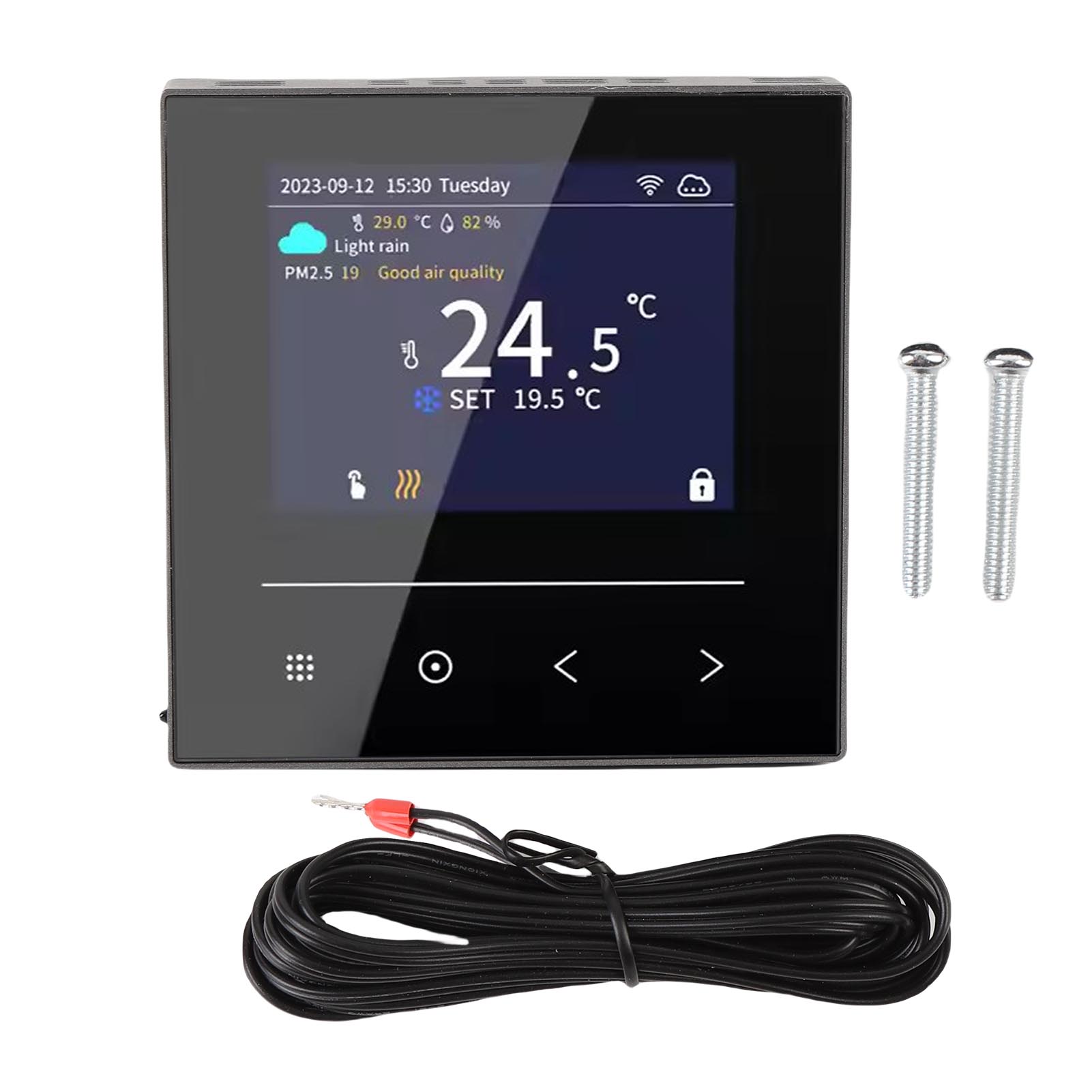 Smart Thermostat WiFi LCD Color Screen Smartphone APP Control Household Thermostat for Electric
Smart Thermostat WiFi LCD Color Screen Smartphone APP Control Household Thermostat for Electric