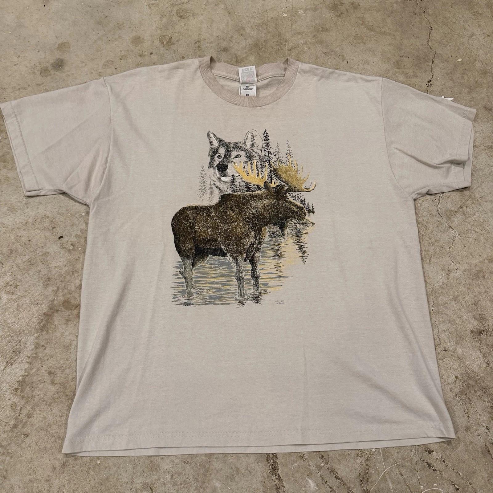 Vintage 90s Elk Wolf Nature Tee Mens XL Beige S
Vintage 90s Elk Wolf Nature Tee Mens XL Beige S