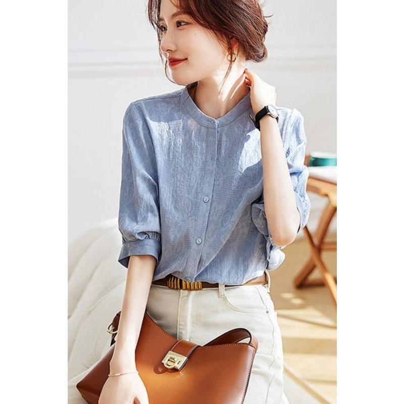 Fashion Loose Shirt Women s New Style Temperament Mid-sleeve Stand Collar Lantern Sleeve Button Splicing Cardigan Top 4XL синій
Fashion Loose Shirt Women s New Style Temperament Mid-sleeve Stand Collar Lantern Sleeve Button Splicing Cardigan Top 4XL синій