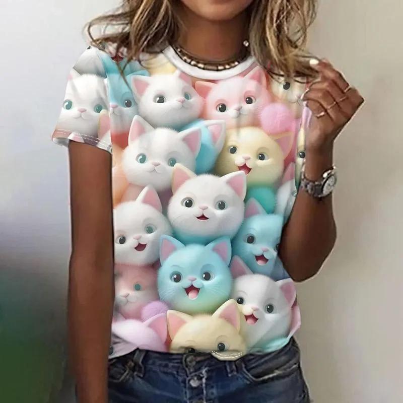 3D Printed Cat Summer T-shirt Women s Outdoor Clothing Casual Fashion Short Sleeved T-shirt Round Neck T-shirt Top S
3D Printed Cat Summer T-shirt Women s Outdoor Clothing Casual Fashion Short Sleeved T-shirt Round Neck T-shirt Top S