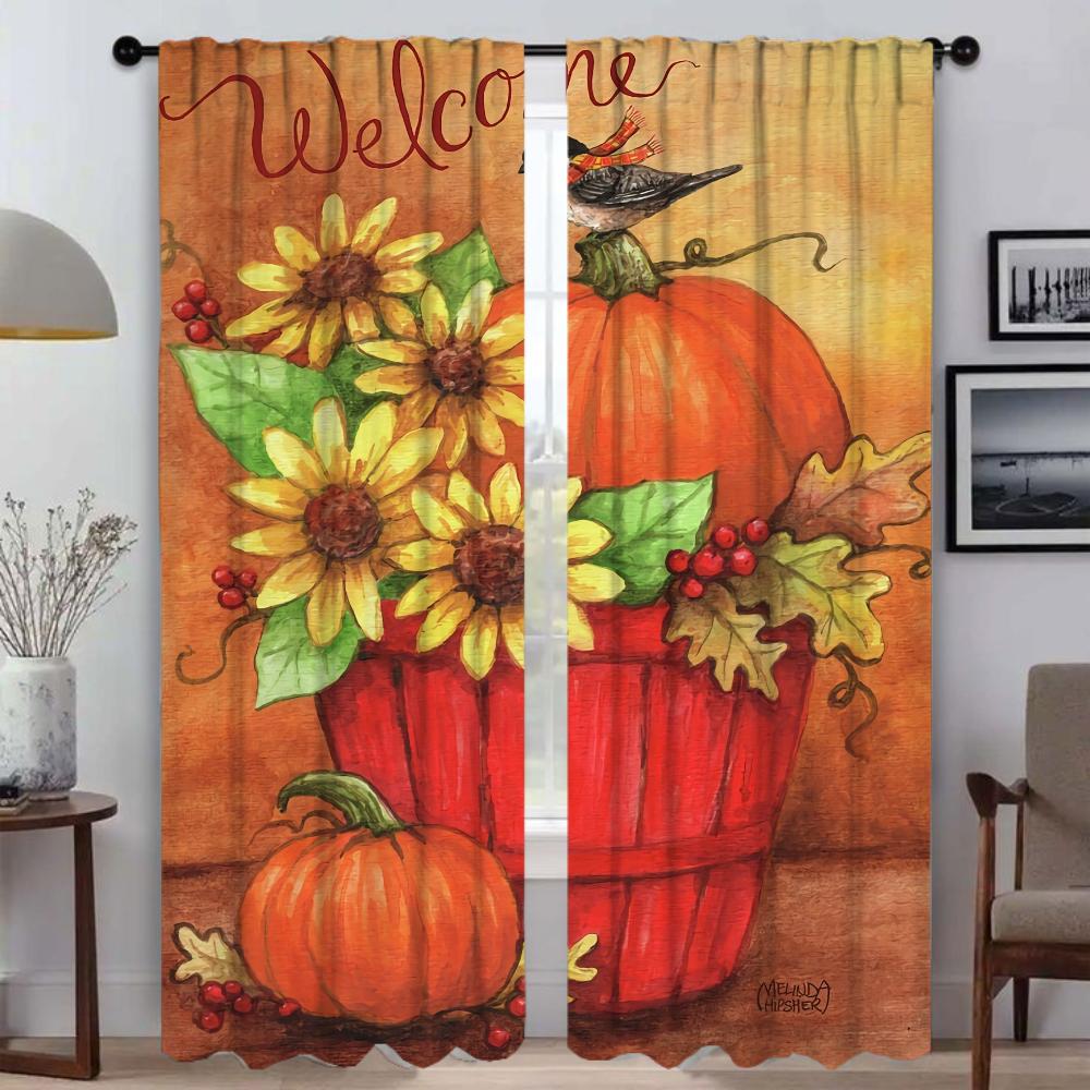Шторы от комаров, 2 шт., с принтом тыквы и подсолнуха, затемняющие шторы для комнаты, 2-панельный тюль для спальни, украшение на Хэллоуин W50xH70cmx2pcs-CL
Шторы от комаров, 2 шт., с принтом тыквы и подсолнуха, затемняющие шторы для комнаты, 2-панельный тюль для спальни, украшение на Хэллоуин W50xH70cmx2pcs-CL
