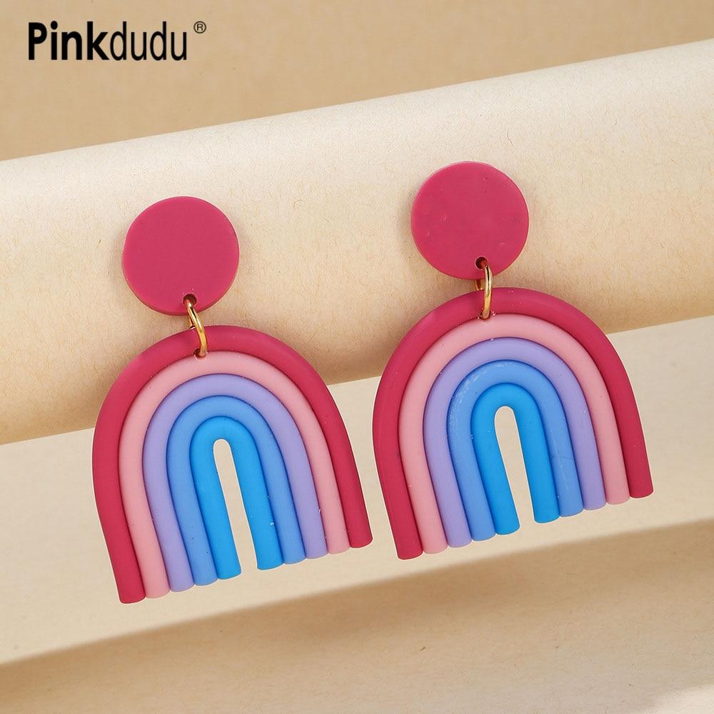 Pinkdudu 2023, милые 14 цветов радуги, серьги-капли из полимерной глины, креативные многоцветные геометрические серьги в стиле бохо для женщин, ювелирные изделия PD1450 
Pinkdudu 2023, милые 14 цветов радуги, серьги-капли из полимерной глины, креативные многоцветные геометрические серьги в стиле бохо для женщин, ювелирные изделия PD1450