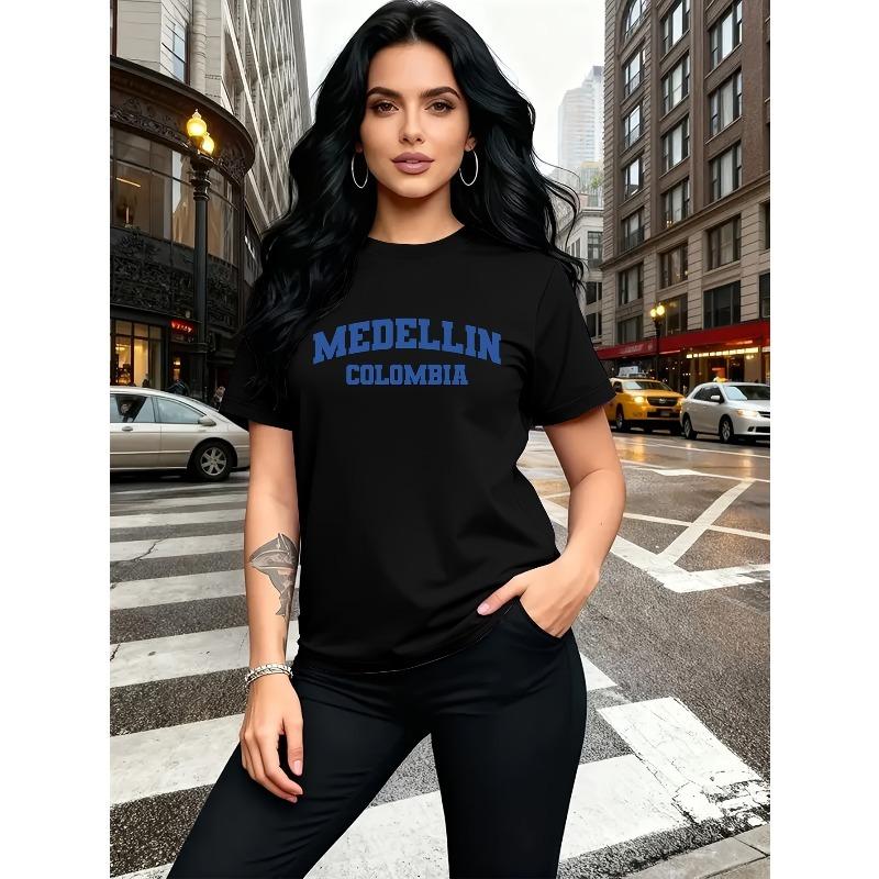 Simple Style Sky-blue Printed T-shirt with MEDELLIN and COLOMBIA Text. Suitable for Those Who Pursue Individuality and A Natural Style. S чёрный
Simple Style Sky-blue Printed T-shirt with MEDELLIN and COLOMBIA Text. Suitable for Those Who Pursue Individuality and A Natural Style. S чёрный