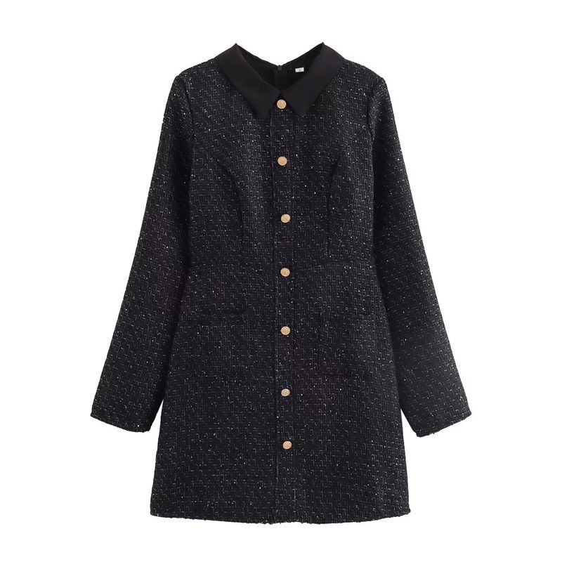 Kaslead New Arrival Women s Clothing Fashion Style Fashion Elegant Shirt Collar Decorated Row Button Long Sleeves Dress Black L
Kaslead New Arrival Women s Clothing Fashion Style Fashion Elegant Shirt Collar Decorated Row Button Long Sleeves Dress Black L