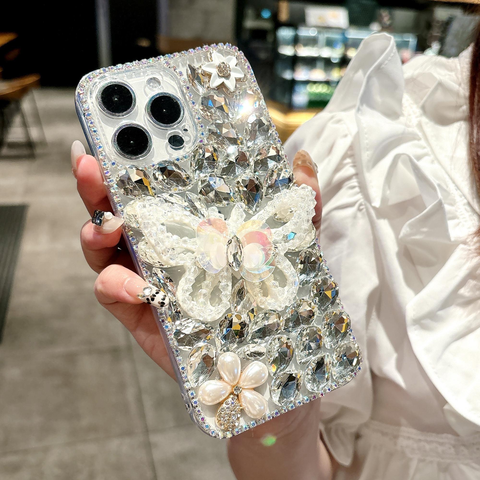 For iPhone 15 Pro Max Case Glass Rhinestone Decor Butterfly Pattern TPU Phone Back Cover White
For iPhone 15 Pro Max Case Glass Rhinestone Decor Butterfly Pattern TPU Phone Back Cover White