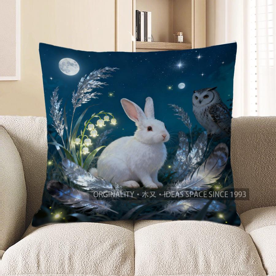 2D Nighttime Bunny & Owl With Luminous Flowers Pattern Cushion Cover Suitable For Sofa Bedroom Car Pillow Cover 40x40cm
2D Nighttime Bunny & Owl With Luminous Flowers Pattern Cushion Cover Suitable For Sofa Bedroom Car Pillow Cover 40x40cm