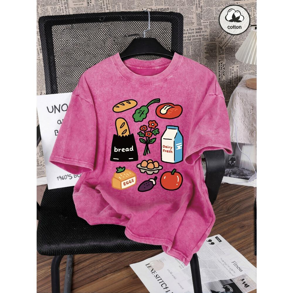 Bread Eggs Dairy Fresh Milk Print Washed T-Shirt Women Summer Casual T Shirt Cotton Loose Short Sleeve O-Neck Clothes S
Bread Eggs Dairy Fresh Milk Print Washed T-Shirt Women Summer Casual T Shirt Cotton Loose Short Sleeve O-Neck Clothes S