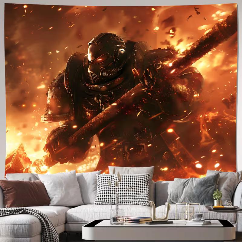 2D Burning Battle Scene Tapestry Armored Fantasy Warrior with Hammer Wall Decor Cloth for Home & Bedroom 47.2x31.5inch/120*80cm
2D Burning Battle Scene Tapestry Armored Fantasy Warrior with Hammer Wall Decor Cloth for Home & Bedroom 47.2x31.5inch/120*80cm