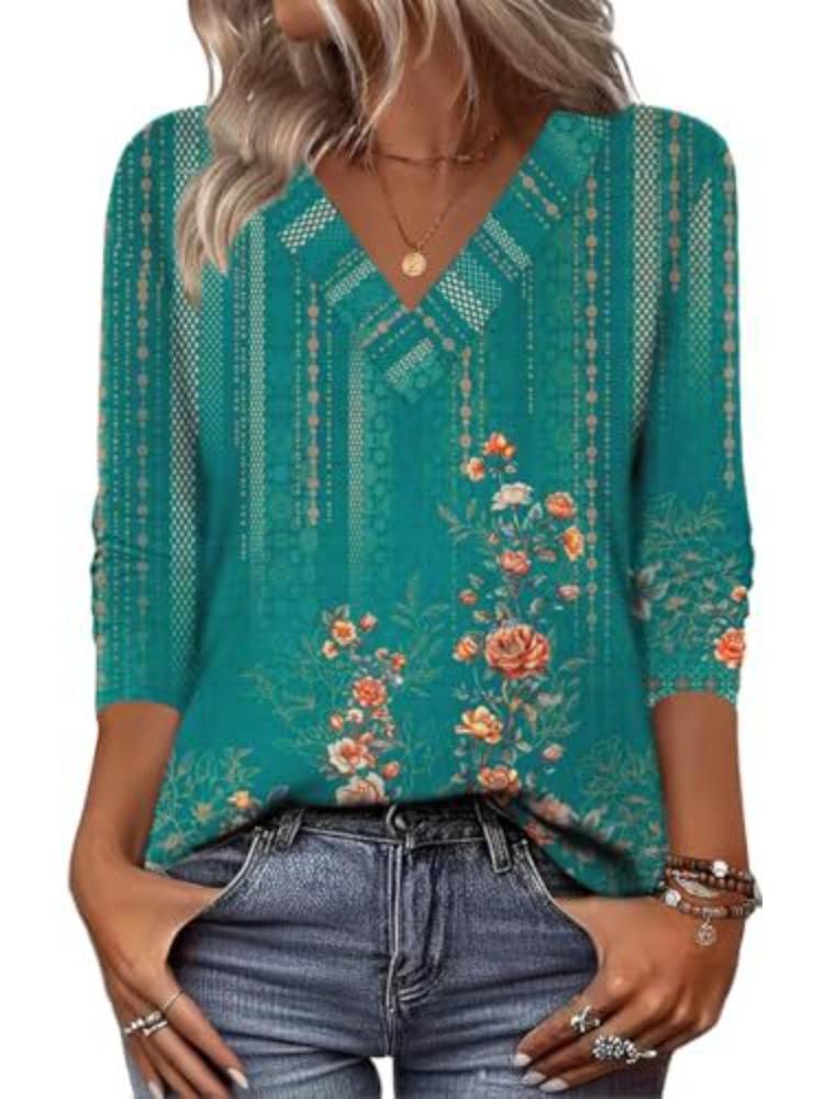 V-Neck Floral Print Long Sleeve Blouse in Multiple Colors XXL
V-Neck Floral Print Long Sleeve Blouse in Multiple Colors XXL