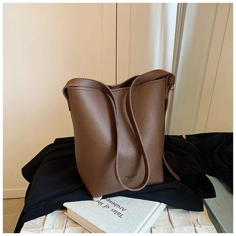 Многофункциональная женская сумка-ведро из цельного ПУ материала через плечо, модная простая сумка через плечо, милая женская сумочка