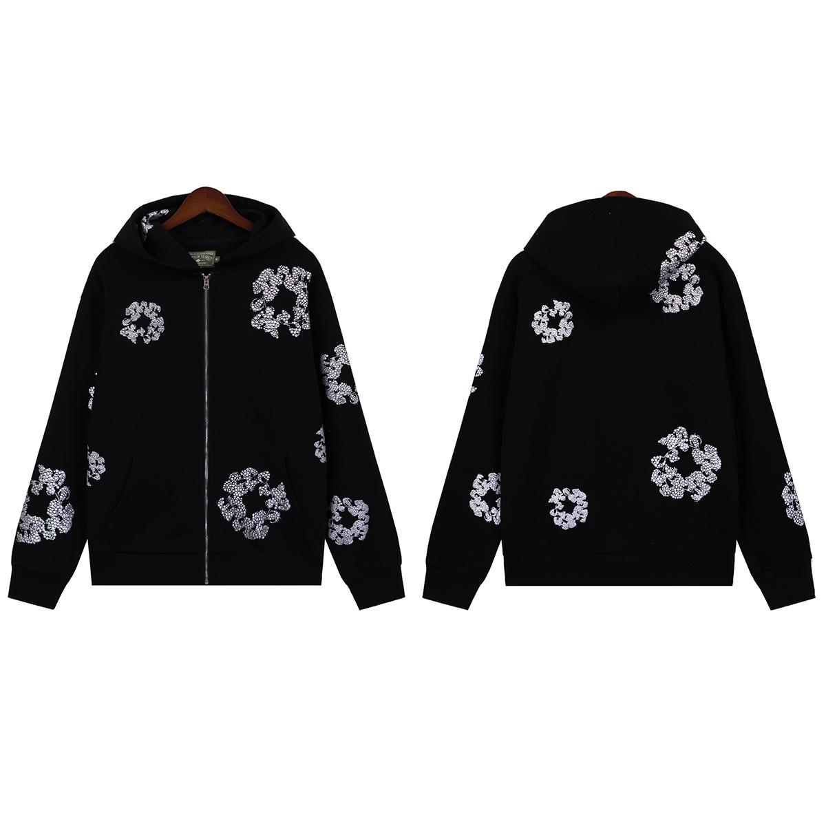 Unisex Rhinestone Cotton Wreath Print Zip Up Hoodie, Casual Streetwear Oversized Hooded Jacket, 4 Colors S
Unisex Rhinestone Cotton Wreath Print Zip Up Hoodie, Casual Streetwear Oversized Hooded Jacket, 4 Colors S