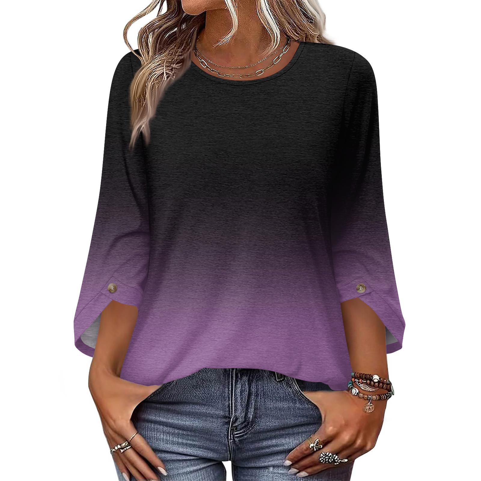 Women 34 Sleeve Crew Neck Pullover Top with Gradient Print Loose Fit Casual Tunic Lightweight Blouse for Daily Wear L
Women 34 Sleeve Crew Neck Pullover Top with Gradient Print Loose Fit Casual Tunic Lightweight Blouse for Daily Wear L