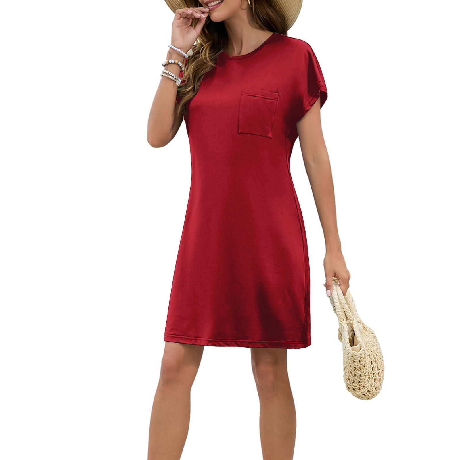 Women s Fashion Casual Summer Color Short Sleeve Round Neck Loose Dress M червоний
Women s Fashion Casual Summer Color Short Sleeve Round Neck Loose Dress M червоний