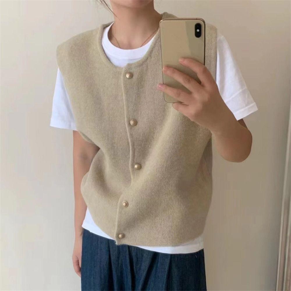 Single Breasted Knitted Waistcoat Top Solid Color Vest Crop Top Elegant Sleeveless Sweater Girls L чорний
Single Breasted Knitted Waistcoat Top Solid Color Vest Crop Top Elegant Sleeveless Sweater Girls L чорний