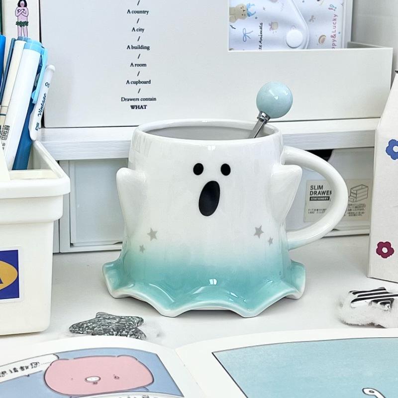 Подарок на день рождения для девочек Милая градиентная керамическая кружка с привидением Парная чашка для воды Сувенир для лучшего друга Подарочная коробка 301-400ml