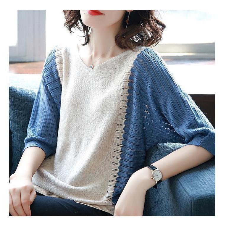 Женская футболка с V-образным вырезом и рукавом пять четвертей, свитер с ажурной вязкой на весну и лето, свободный рукав «летучая мышь» L
Женская футболка с V-образным вырезом и рукавом пять четвертей, свитер с ажурной вязкой на весну и лето, свободный рукав «летучая мышь» L