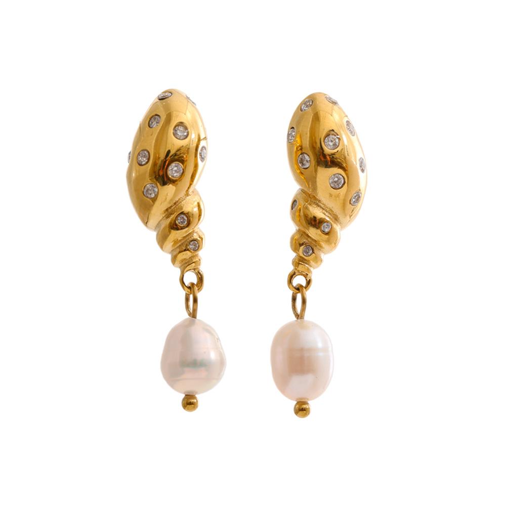 Yhpup Ocean Series Stainless Steel Conch Zirconia Natural Pearl Drop Earrings Summer Vacation Jewelry for Women Tropical
Yhpup Ocean Series Stainless Steel Conch Zirconia Natural Pearl Drop Earrings Summer Vacation Jewelry for Women Tropical