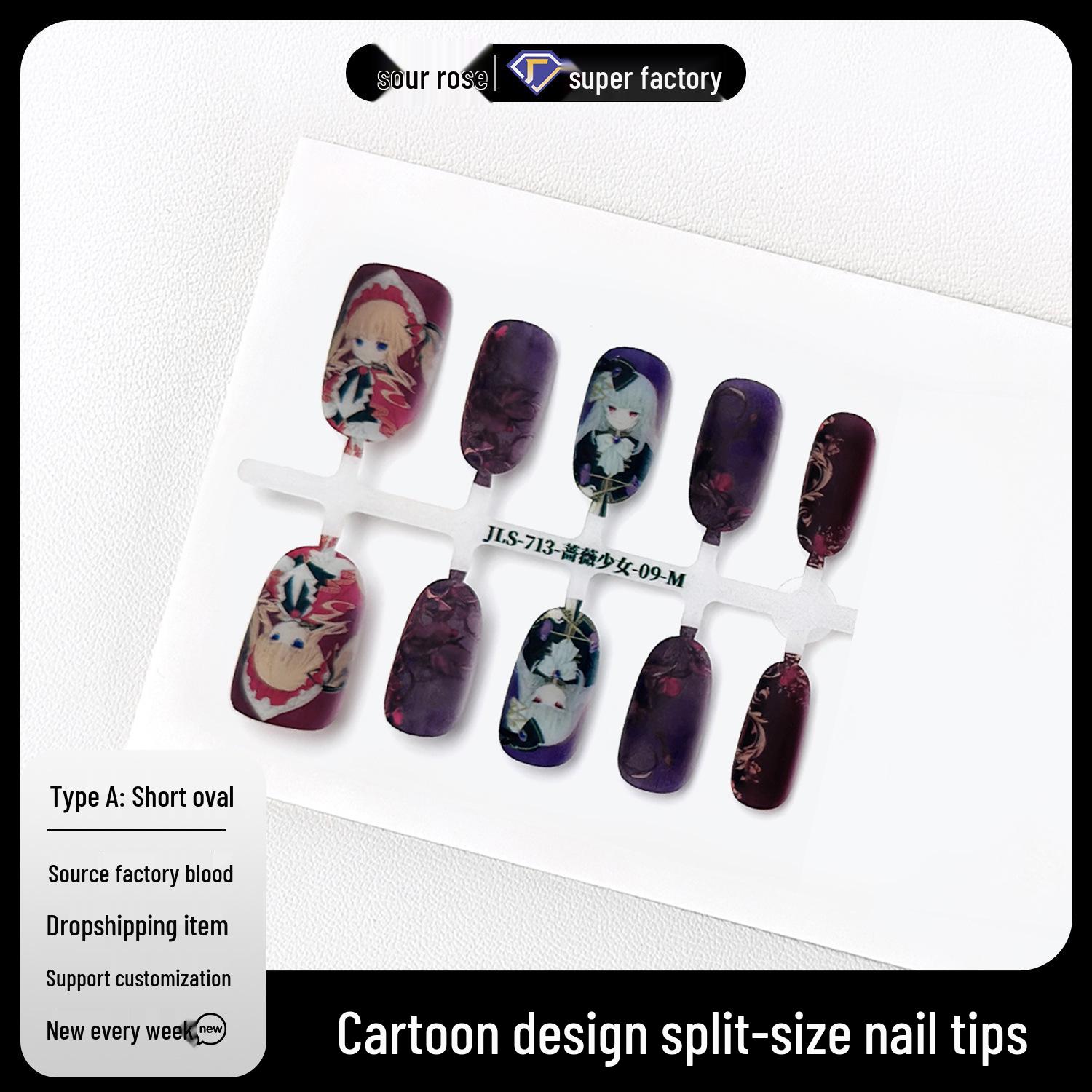 Jiaolong Rose Girl Wearable Nails: Cartoon Design, Whitening, Pure Desire Style, Gentle Manicure.
Jiaolong Rose Girl Wearable Nails: Cartoon Design, Whitening, Pure Desire Style, Gentle Manicure.