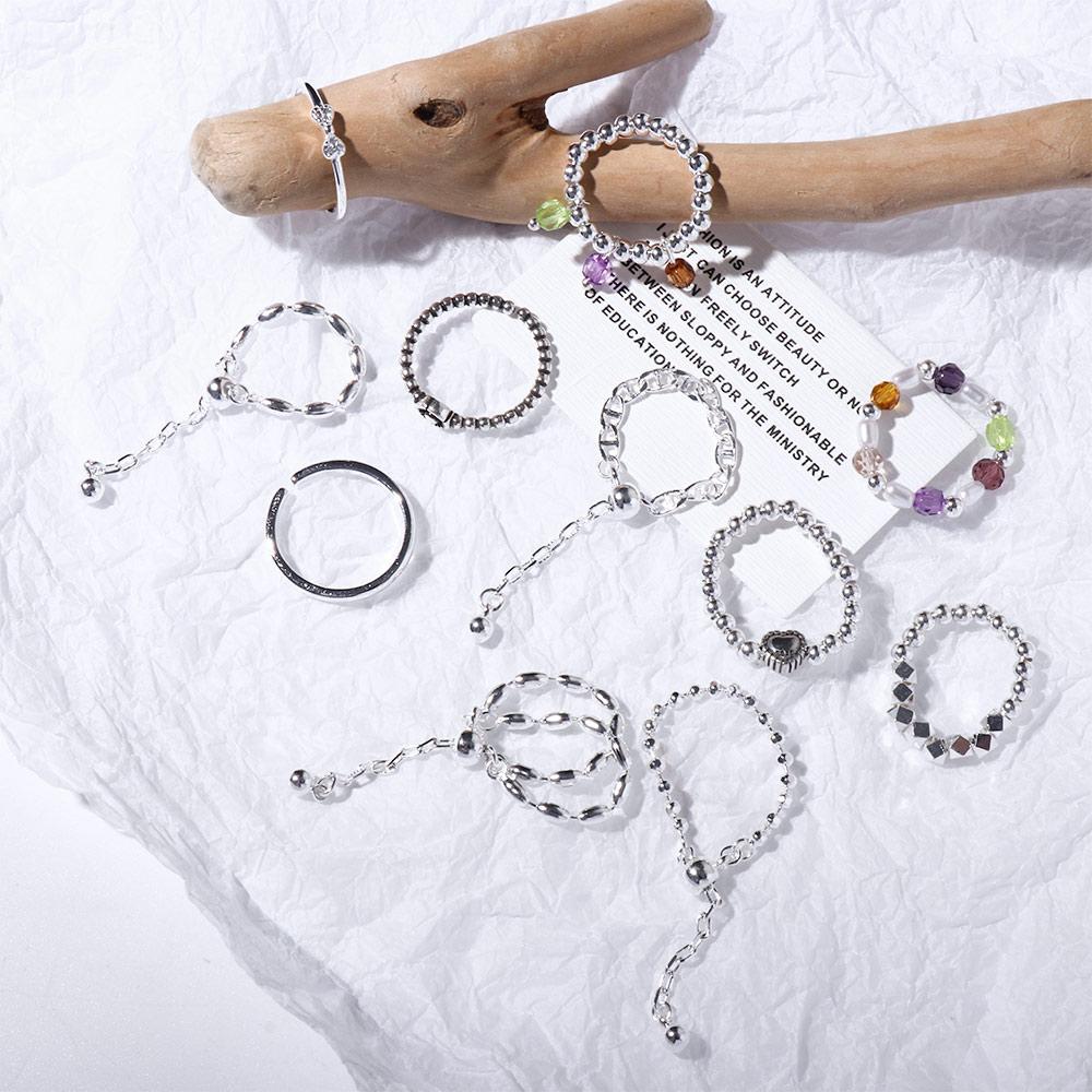 Heart Chain Bear Girls Gift Korean Style Rings Geometric Rings Silver Bead Rings Women Jewelry M
Heart Chain Bear Girls Gift Korean Style Rings Geometric Rings Silver Bead Rings Women Jewelry M