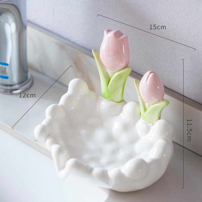 Tulip Ceramic Soap Dish with Drain Non-Slip Floral Soap Holder Creative Storage Rack for Bathroom Sink Decorative Home Accessory тюльпан
Tulip Ceramic Soap Dish with Drain Non-Slip Floral Soap Holder Creative Storage Rack for Bathroom Sink Decorative Home Accessory тюльпан