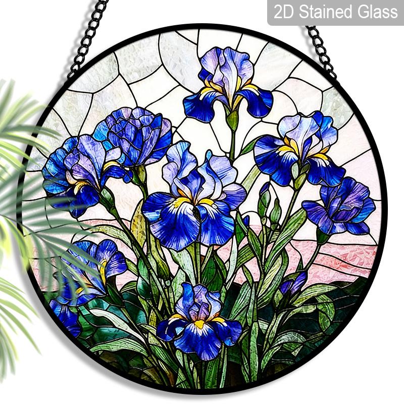 2D Flat, 1pc Iris Round 7.87in Glass Suncatcher, Blue Iris Floral Print Window Hanging Ornament, Nature-Inspired Home Decor for Garden, Patio 7.87inch
2D Flat, 1pc Iris Round 7.87in Glass Suncatcher, Blue Iris Floral Print Window Hanging Ornament, Nature-Inspired Home Decor for Garden, Patio 7.87inch