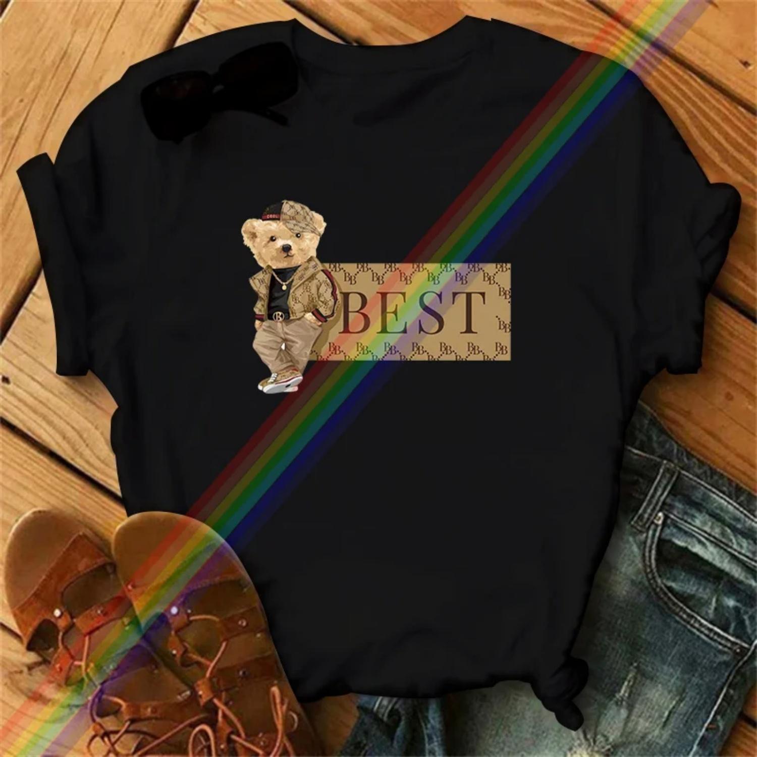 Ladies Caton Bear Pop Print 100% Cotton Summer Casual T-shirt Fashion luxury brand crew-neck short-sleeved T-shirt top S чёрный
Ladies Caton Bear Pop Print 100% Cotton Summer Casual T-shirt Fashion luxury brand crew-neck short-sleeved T-shirt top S чёрный