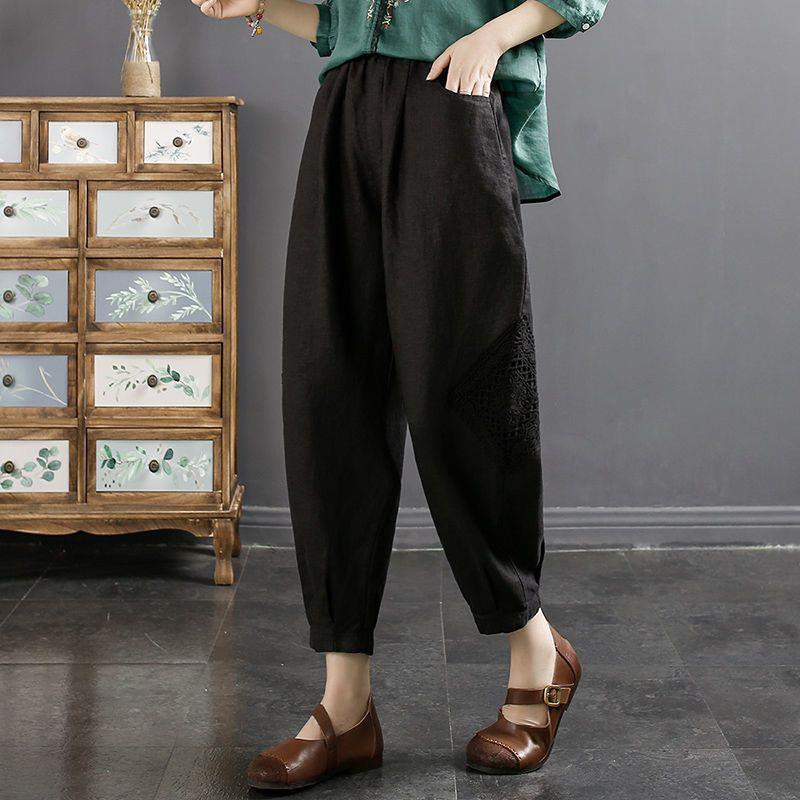 Plus Size Retro Cropped Cotton Linen Harem Pants with Lace Trim L 105-120 jin чёрный
Plus Size Retro Cropped Cotton Linen Harem Pants with Lace Trim L 105-120 jin чёрный