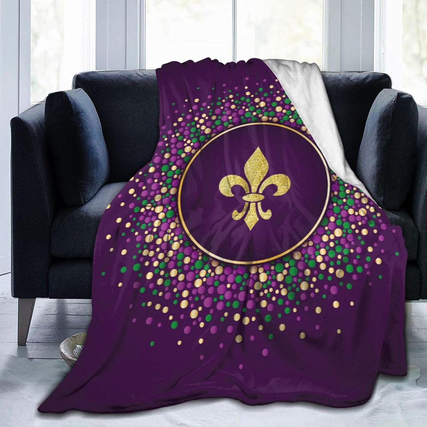 Mardi Gras Purple Golden Fleur De Lis Blanket Soft Lightweight Throw Blankets Cozy Flannel Bed Throws for Sofa Couch Travel Home 75x90cm
Mardi Gras Purple Golden Fleur De Lis Blanket Soft Lightweight Throw Blankets Cozy Flannel Bed Throws for Sofa Couch Travel Home 75x90cm