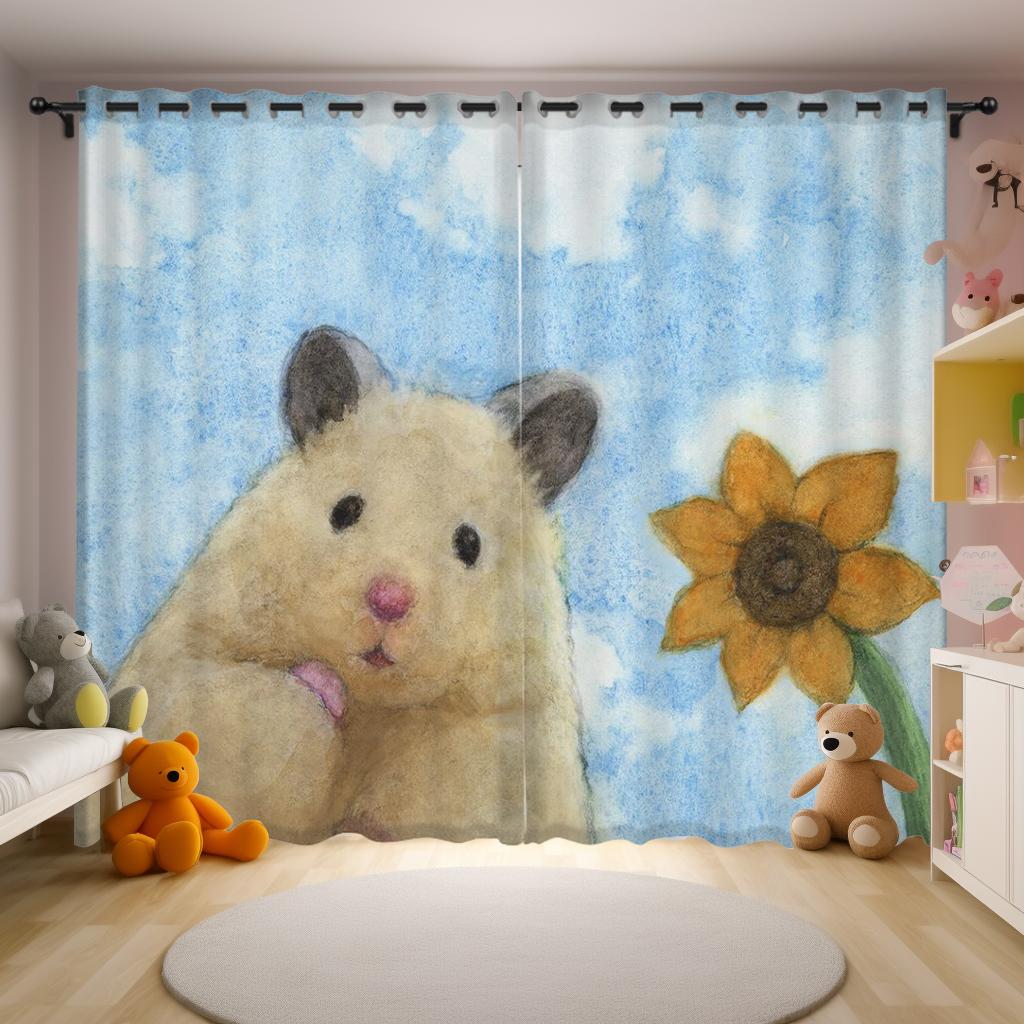 Cute Hamster Illustration Style Curtain Panels Cartoon Character Kids Room Girl Bedroom Girl Floor-to-ceiling Window Blinds Semi-blackout Drapes 2x60Wx50H(CM)&Rod Pocket
Cute Hamster Illustration Style Curtain Panels Cartoon Character Kids Room Girl Bedroom Girl Floor-to-ceiling Window Blinds Semi-blackout Drapes 2x60Wx50H(CM)&Rod Pocket