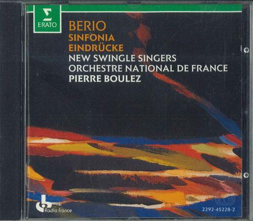 CD PIERRE BOULEZ NEW SWINGLE SINGERS Berio Sinfonia Eindrucke 2292452282 Erato 1991 Germany Classical Used
CD PIERRE BOULEZ NEW SWINGLE SINGERS Berio Sinfonia Eindrucke 2292452282 Erato 1991 Germany Classical Used