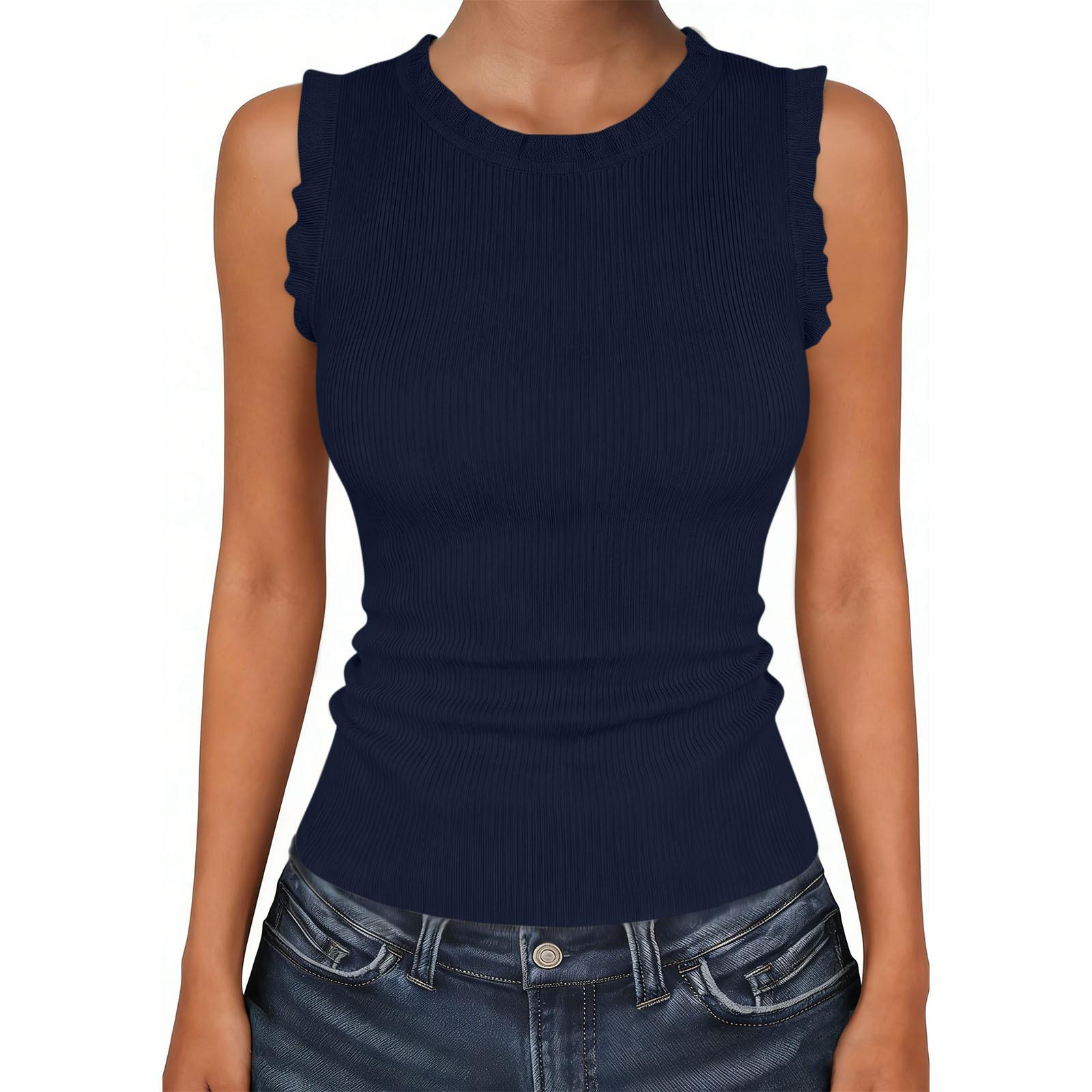 Sleeveless Ribbed Knit Tank Top for Women Slim Fit Stretchy Lightweight Soft Fabric Casual Summer Wear M Темно-синій
Sleeveless Ribbed Knit Tank Top for Women Slim Fit Stretchy Lightweight Soft Fabric Casual Summer Wear M Темно-синій