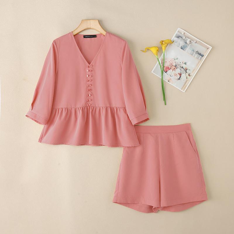 ZANZEA Женская блузка с рукавом 3/4 и шорты Летние костюмы-двойки 4XL розовый
ZANZEA Женская блузка с рукавом 3/4 и шорты Летние костюмы-двойки 4XL розовый
