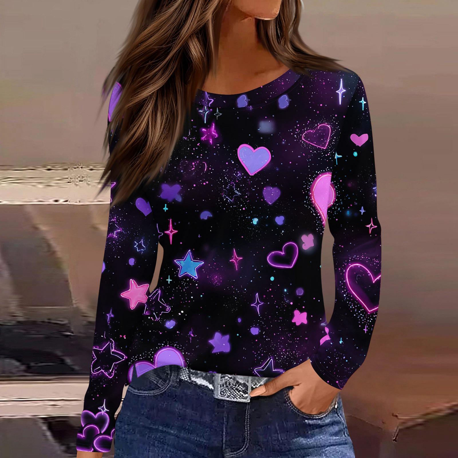 Women s Fashionable Long-Sleeved Round Neck Top with Slit Hem and Valentine s Day Heart Print XL фіолетовий
Women s Fashionable Long-Sleeved Round Neck Top with Slit Hem and Valentine s Day Heart Print XL фіолетовий