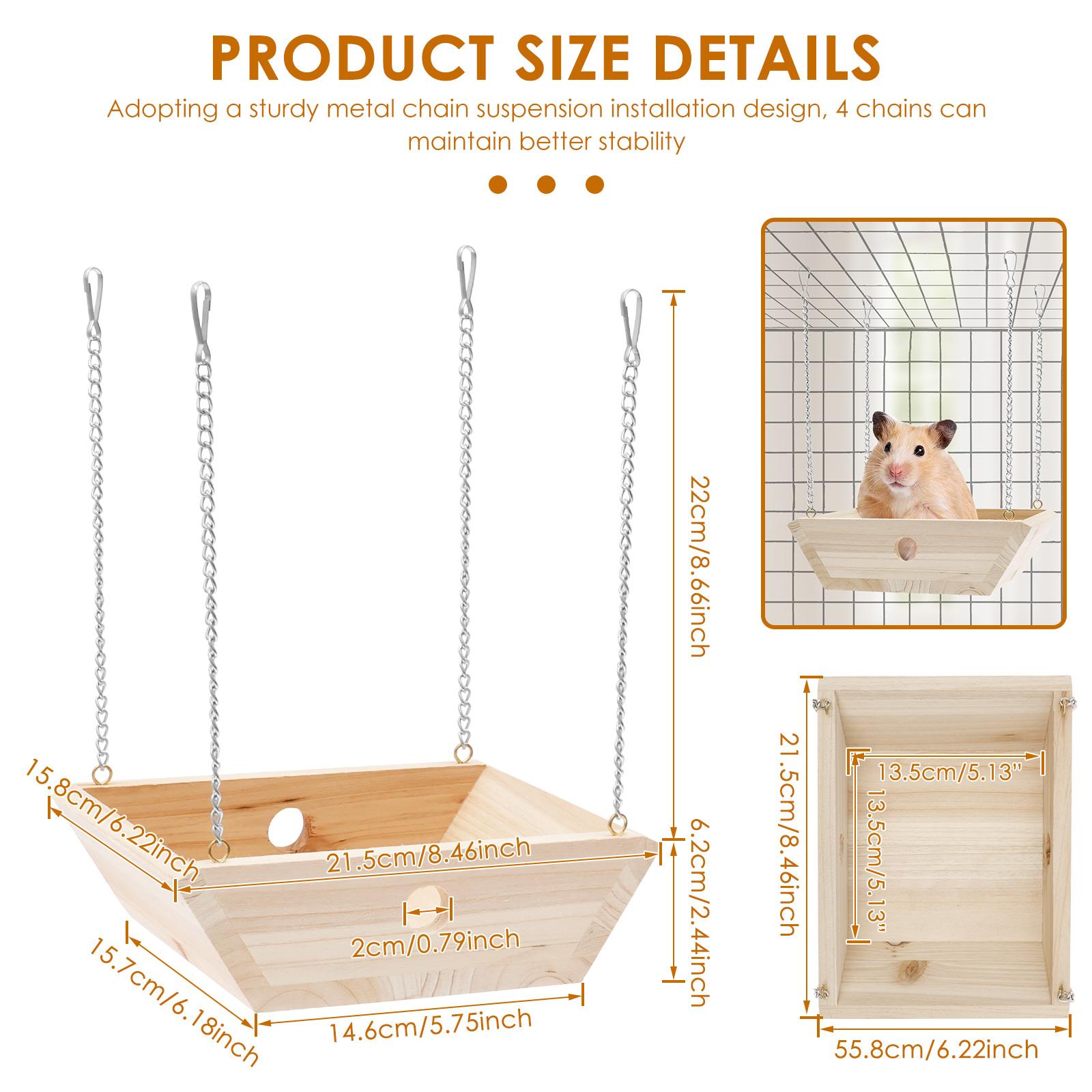 Wood Chinchilla Hammock Chinchilla Swing Bed with 4 Metal Chain Practical Cage Toy Accessories for Resting Living and Playing
Wood Chinchilla Hammock Chinchilla Swing Bed with 4 Metal Chain Practical Cage Toy Accessories for Resting Living and Playing