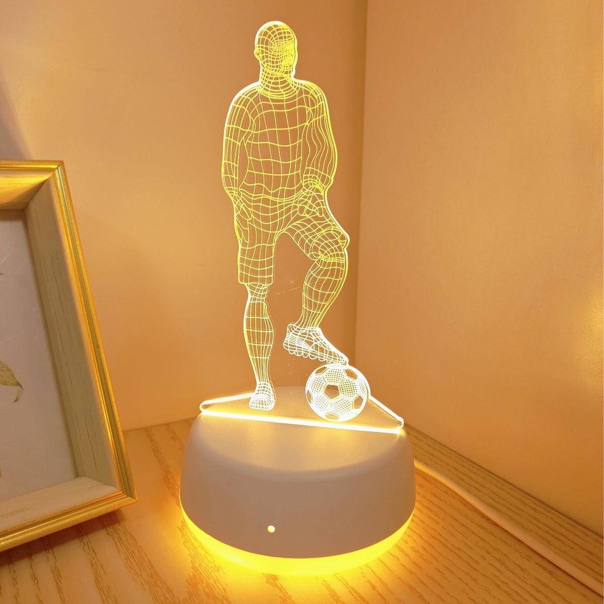 Soccer player 3D night light, USB powered desktop, bedroom ambient decoration light, room decoration light WHITE
Soccer player 3D night light, USB powered desktop, bedroom ambient decoration light, room decoration light WHITE