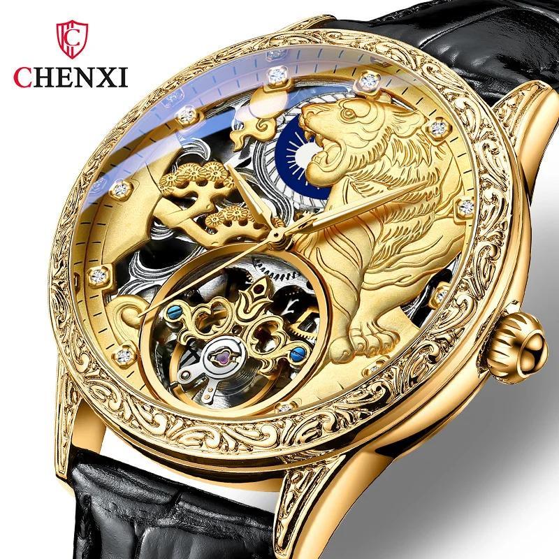 CHENXI роскошные мужские механические часы с турбийоном великолепный полый скелетон узор резные автоматические часы винтажные наручные часы с кожаным ремешком золотой
CHENXI роскошные мужские механические часы с турбийоном великолепный полый скелетон узор резные автоматические часы винтажные наручные часы с кожаным ремешком золотой