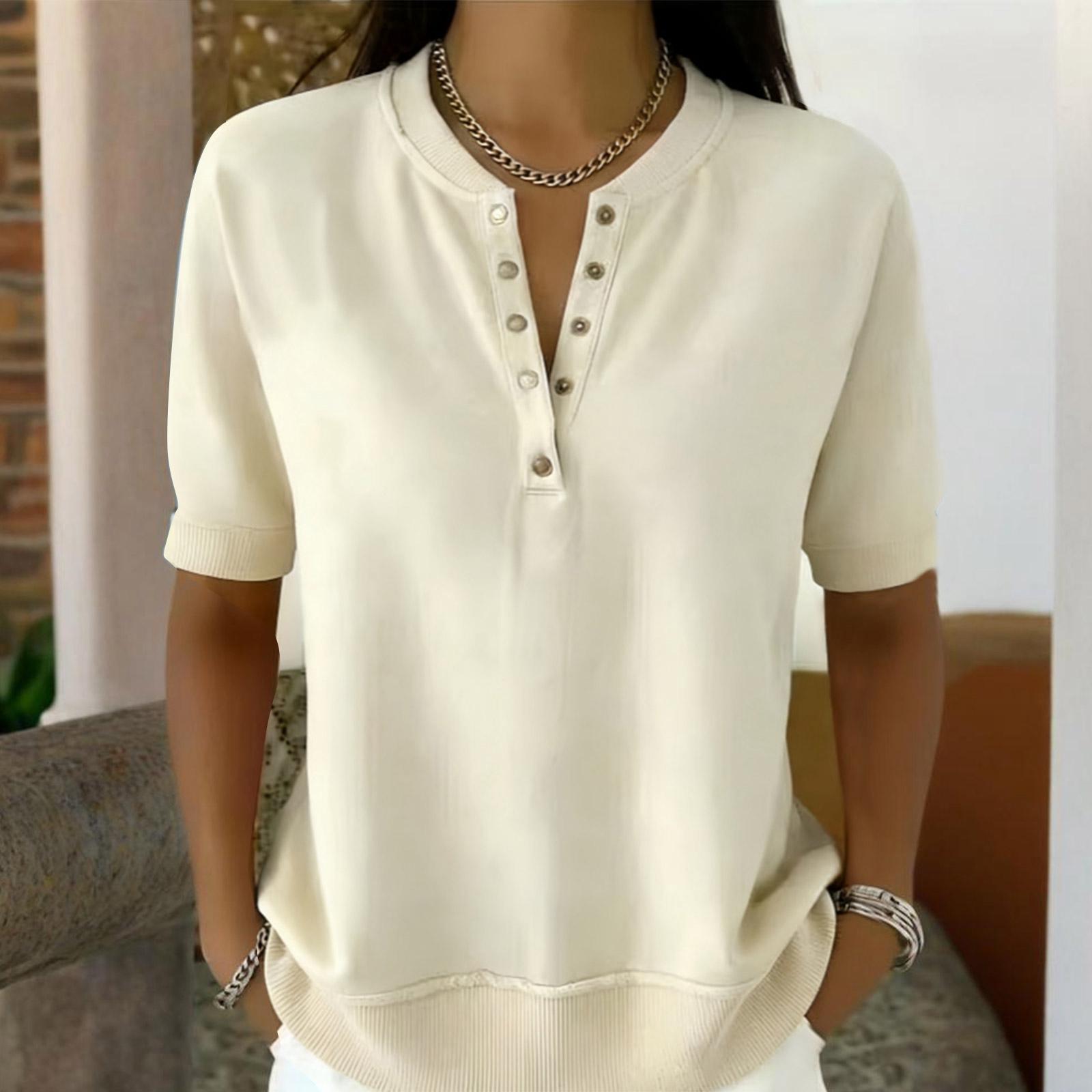 Women’s Short Sleeve V Neck Henley Top Casual Loose Fit Knit Pullover Lightweight Blouse for Daily Office Wear L білий
Women’s Short Sleeve V Neck Henley Top Casual Loose Fit Knit Pullover Lightweight Blouse for Daily Office Wear L білий