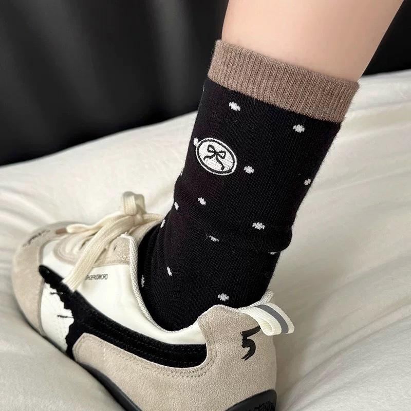 Носки кофейного цвета, женские носки до середины икры в горошек, осенние хлопковые носки, модные вышитые банты, милые махровые носки чёрный
Носки кофейного цвета, женские носки до середины икры в горошек, осенние хлопковые носки, модные вышитые банты, милые махровые носки чёрный