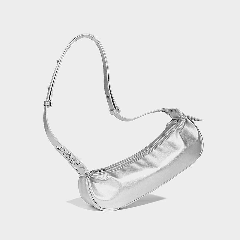 Модная и ретро сумка-полумесяц из мягкой кожи с ощущением высокого класса. Сумка через плечо на одном плече серебряный