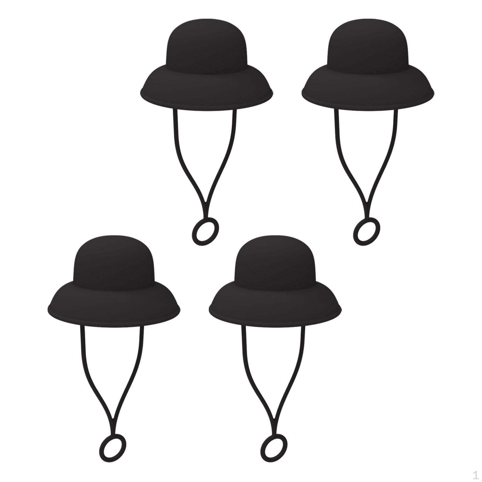 Защитная соломинка в форме ковбойской шляпы, насадки для питья, брызгозащищенные герметичные наконечники 4Pcs Black