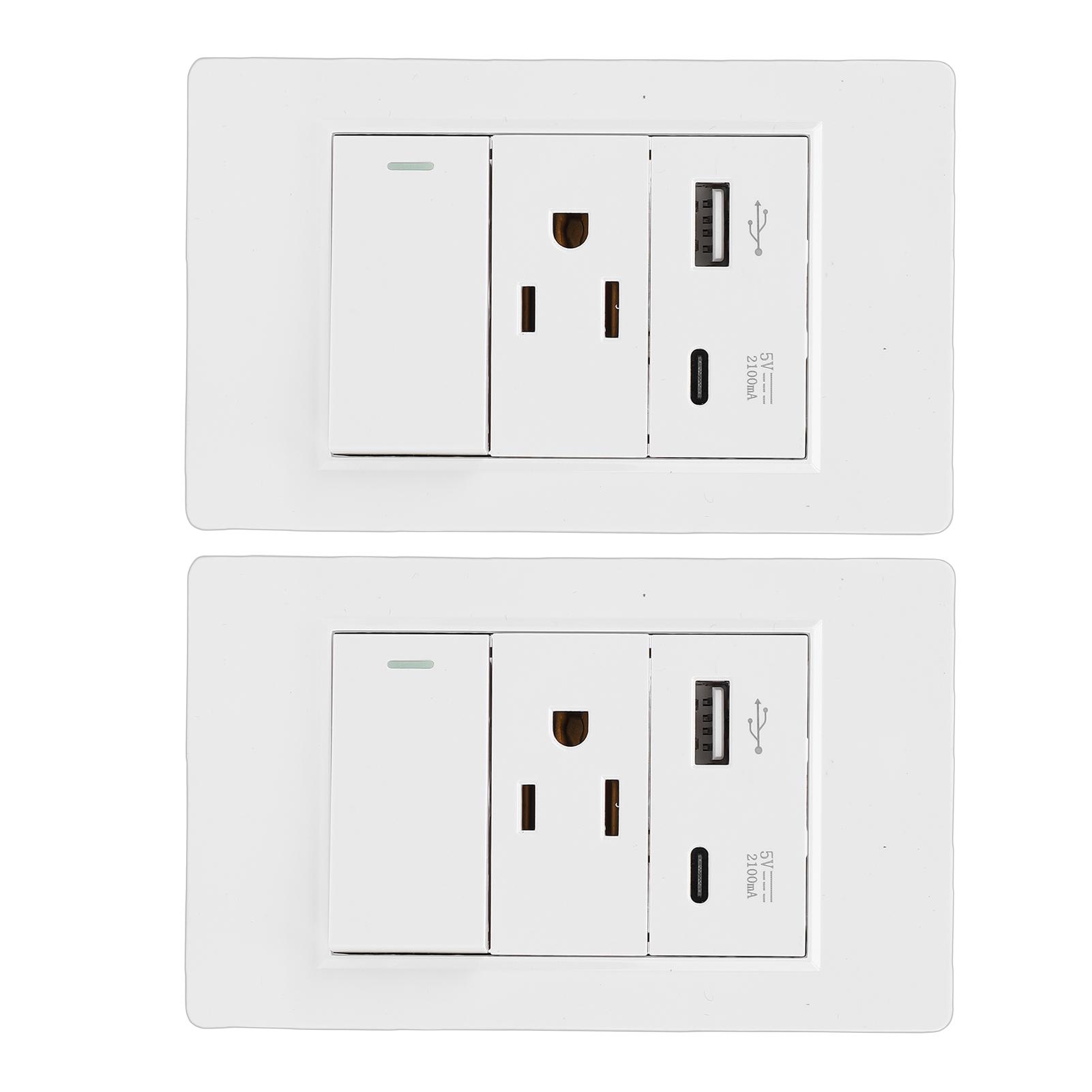 2PCS Wall Outlet with Single Control 15A 3 Prong AC 10W USB Type C 2.1A Port Wall Receptacle Outlet
2PCS Wall Outlet with Single Control 15A 3 Prong AC 10W USB Type C 2.1A Port Wall Receptacle Outlet