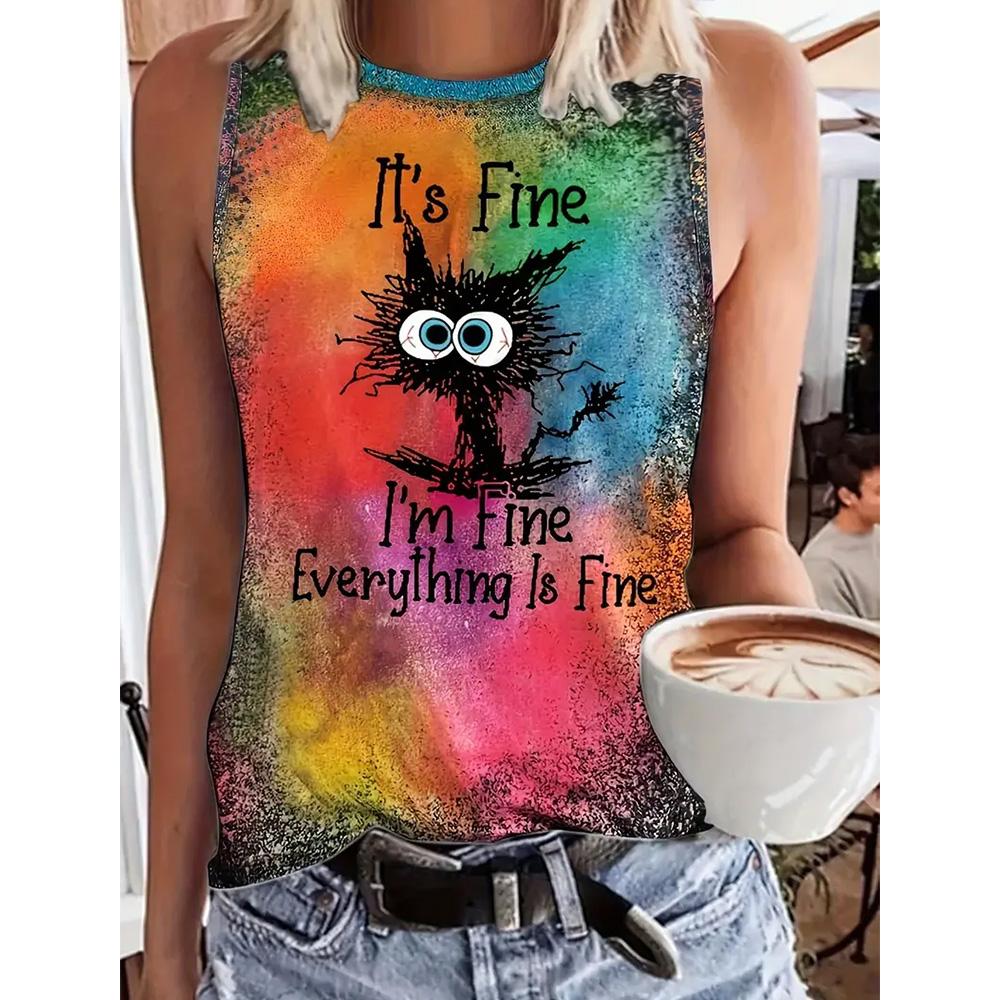 Colorful cat 3D printed women s sleeveless T-shirt, round neck off shoulder casual vest, Y2K sleeveless T-shirt, women s clothing XL
Colorful cat 3D printed women s sleeveless T-shirt, round neck off shoulder casual vest, Y2K sleeveless T-shirt, women s clothing XL