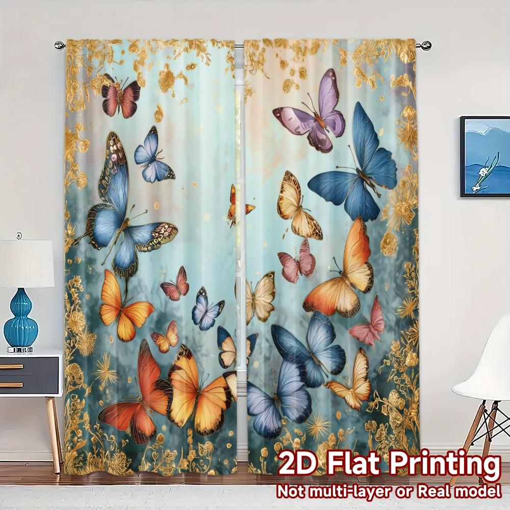 Flat Printing Curtains Without Rod Butterflydance Chic Durable Polyester Art Deco Semi Sheer Set Of 2 Made W100*H70(CM)-Rod Pocket&1PCS
Flat Printing Curtains Without Rod Butterflydance Chic Durable Polyester Art Deco Semi Sheer Set Of 2 Made W100*H70(CM)-Rod Pocket&1PCS