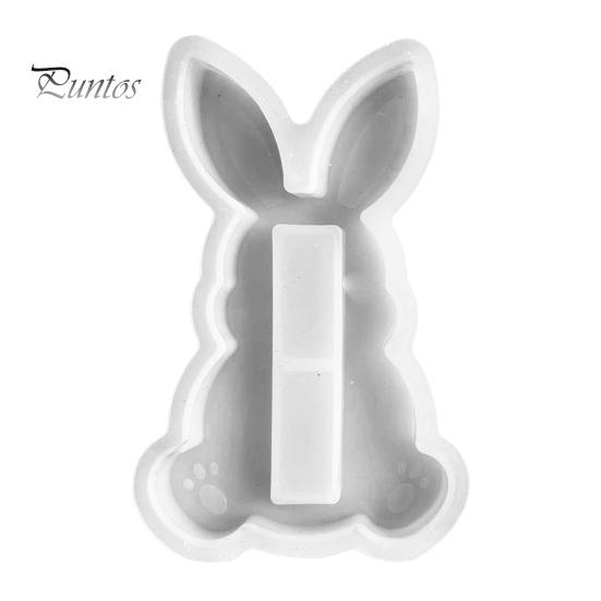 Силиконовая форма для пасхального кролика для самостоятельного изготовления свечей, литье из смолы, легко снимаемая форма для полимерной глины, гибкая форма для свечей в виде кролика F