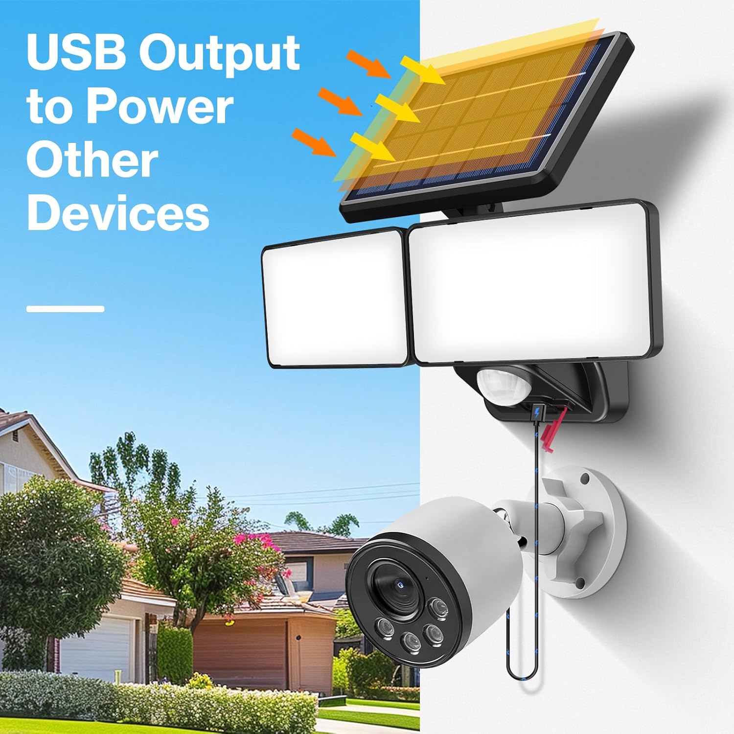 Solar Motion Sensor Floodlight with USB Outlet, 3W Solar Panel, PIR Detection, IP65 Waterproof for Yard, Garden, Garage United States
Solar Motion Sensor Floodlight with USB Outlet, 3W Solar Panel, PIR Detection, IP65 Waterproof for Yard, Garden, Garage United States