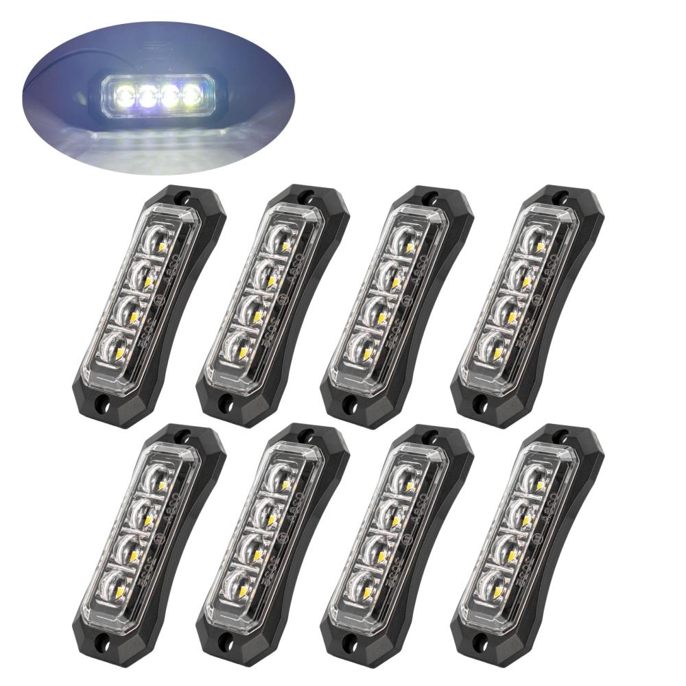 8PCS Boat Trailer Marker Lights Dark Smoked Lens 4 LED White Side Marker lights 12v 24v LED Clearance Lights For Trucks
8PCS Boat Trailer Marker Lights Dark Smoked Lens 4 LED White Side Marker lights 12v 24v LED Clearance Lights For Trucks