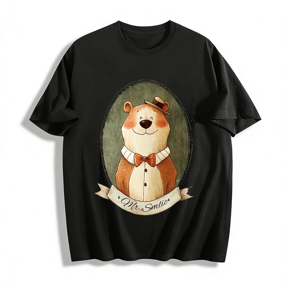 Vintage Gentleman Mr.Smlie Bear Print Casual T-Shirt Unisex Loose Comfortable Daily Top Pure cotton T-shirt XXS
Vintage Gentleman Mr.Smlie Bear Print Casual T-Shirt Unisex Loose Comfortable Daily Top Pure cotton T-shirt XXS